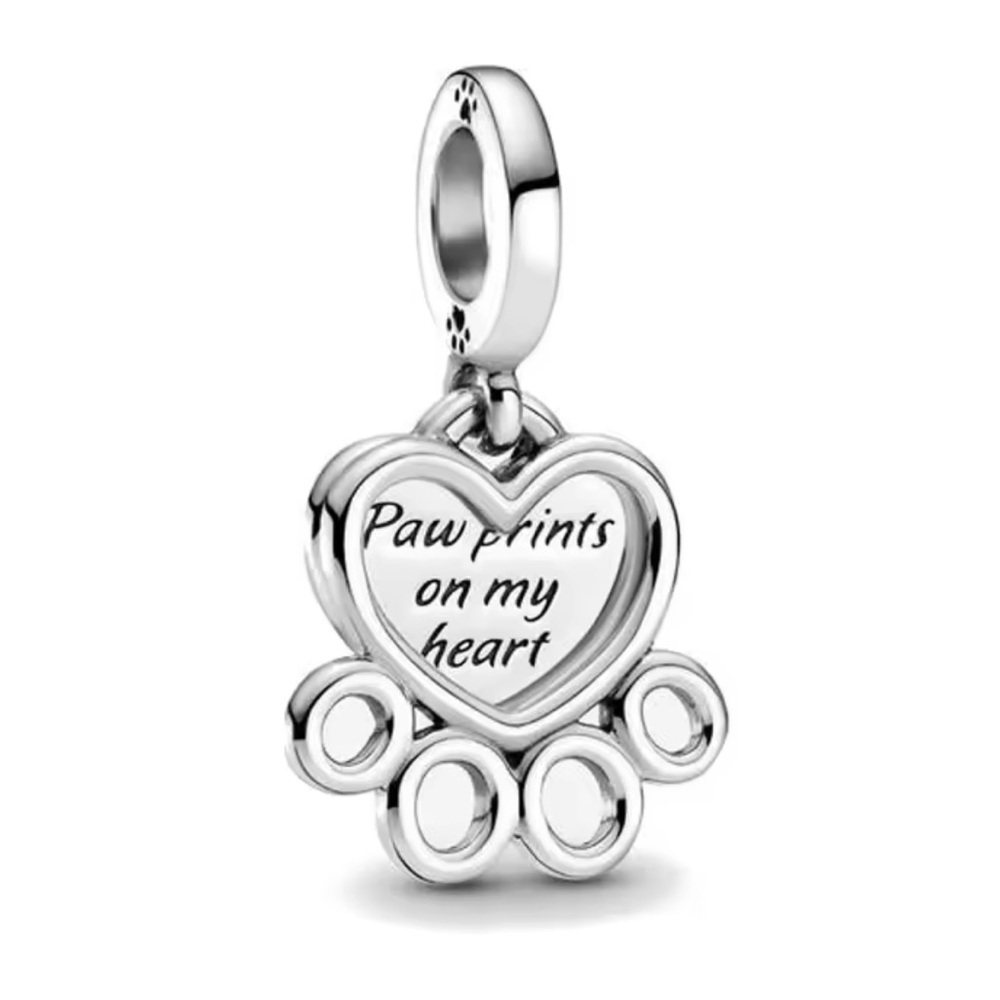 Paw Prints on My Heart Charm – Pet Lover Dangle Charm